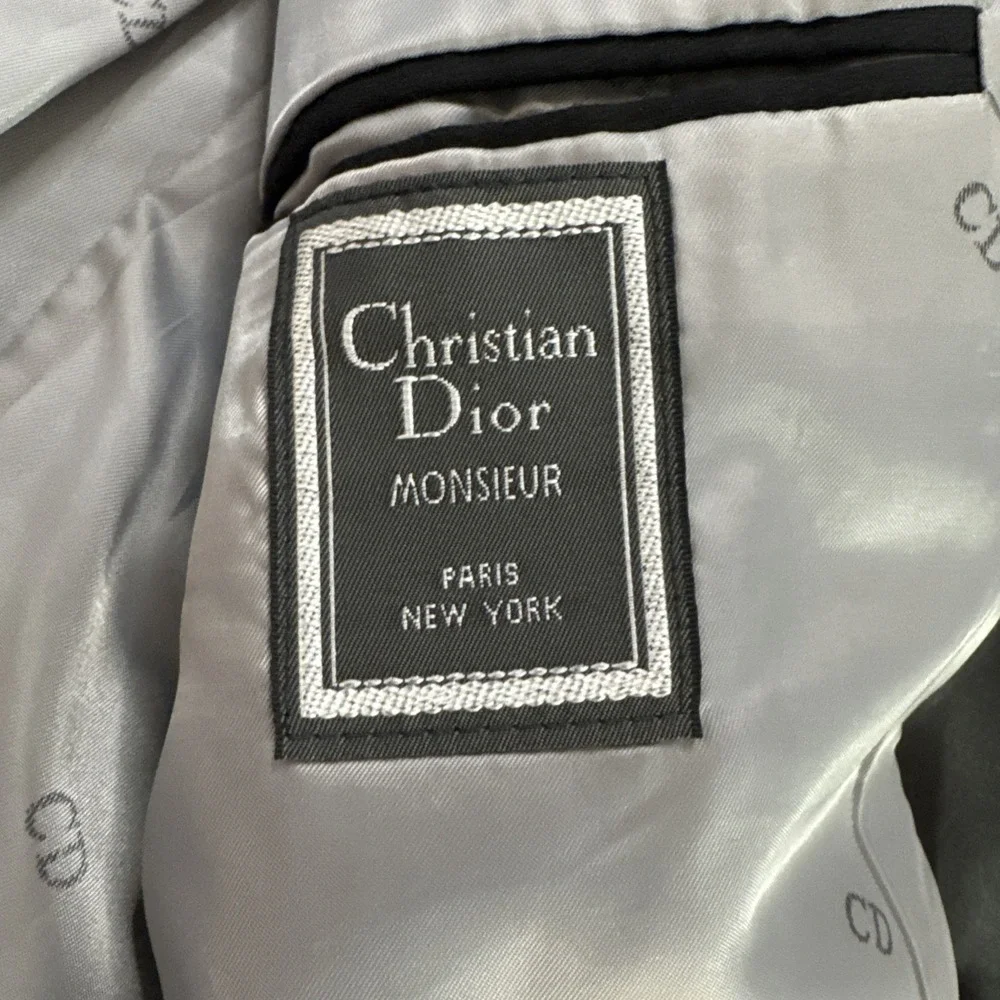 Vtg Christian Dior Monsieur Stripe Tuxedo Jacket 44R Slim Black Wool Satin Lapel